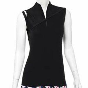 EPNY  Sleeveless Polo w/Asymmetric Shoulder Cut Out Detail - BLACK / XXL